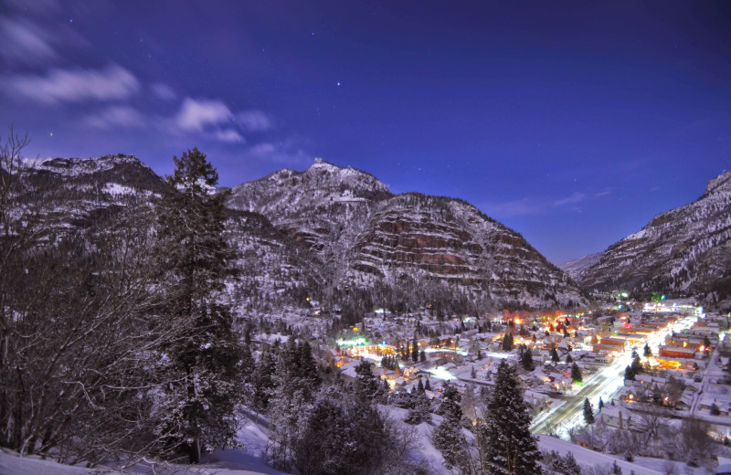 Winter town at Box Canyon Lodge & Hot Springs.