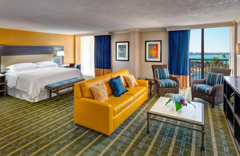 Guest room at Sheraton Sand Key Resort.