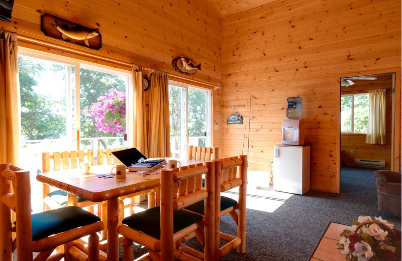 Cabin dining room at Tetu Island Lodge.