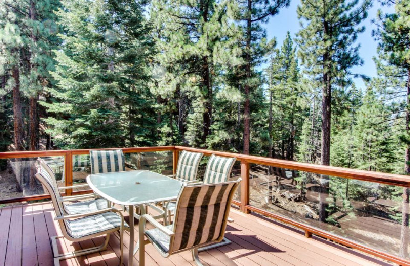 Vacation rental deck at Vacasa Rentals Lake Tahoe.