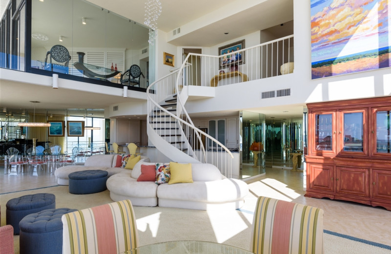 Rental living room at Padre Getaways.