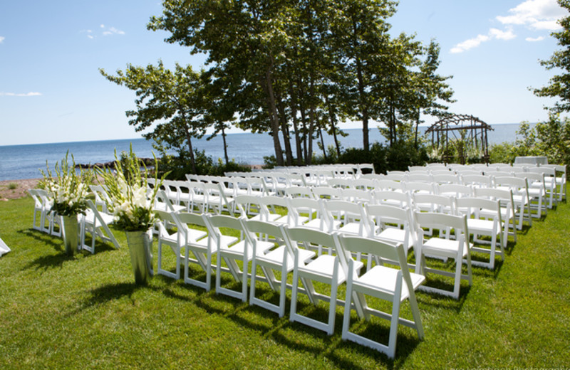 Wedding ceremony at Lutsen Resort on Lake Superior.
