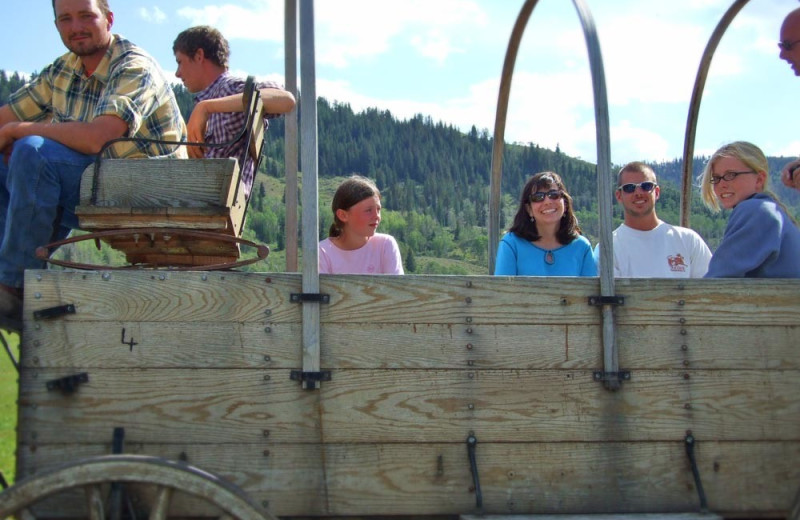 Wagon rides at Goosewing Ranch.