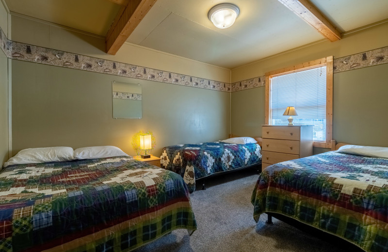 Cabin bedroom at Ten Mile Lake Resort.