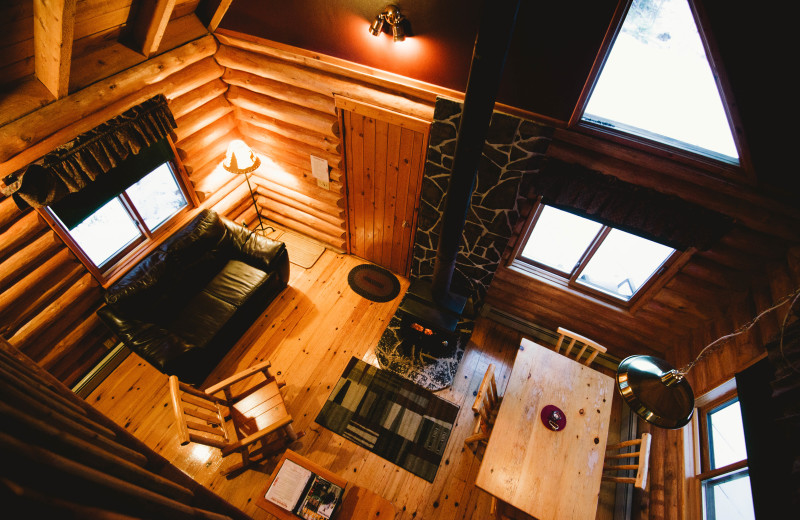 Interior of a cozy cabin at Falcon Beach Ranch