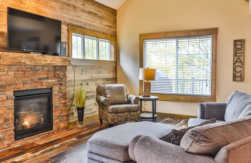 Cabin living room at Lost Lake Lodge.