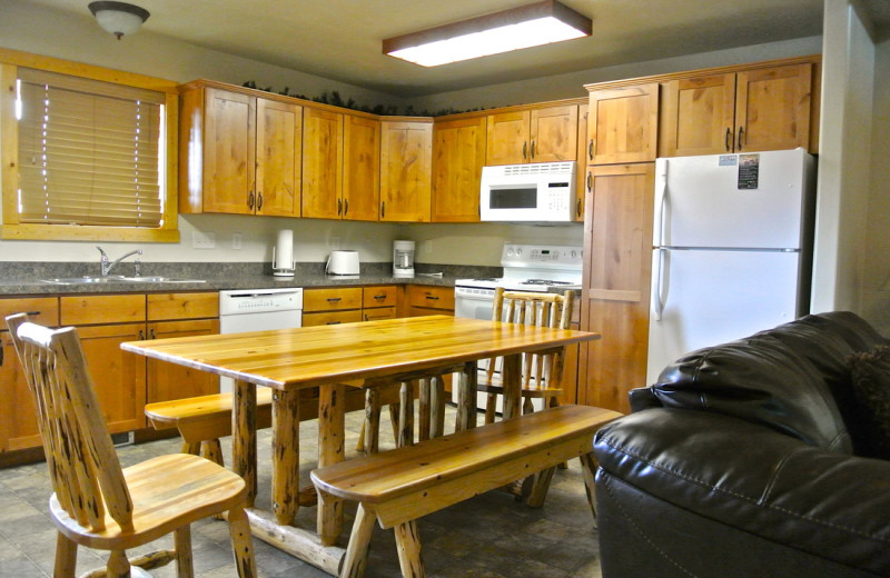 Cabin kitchen at Sawtelle Mountain Resort.