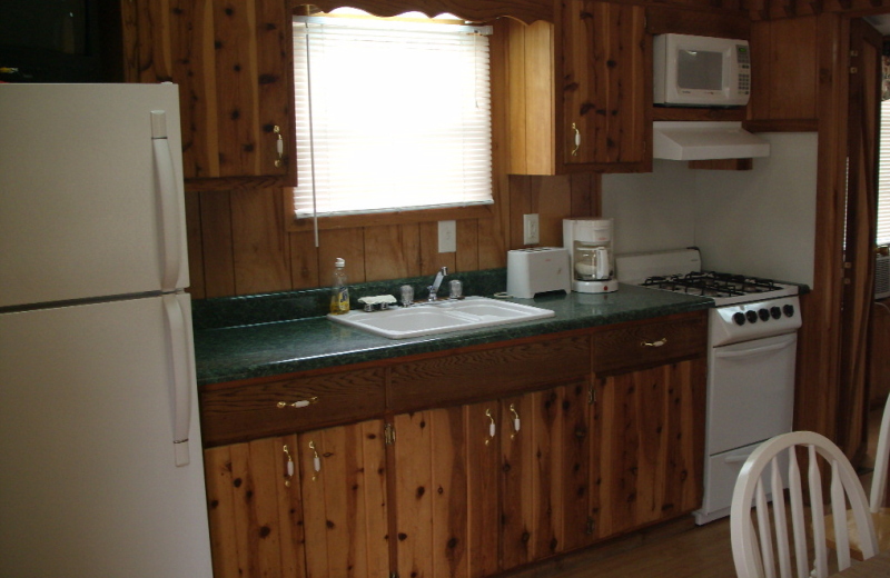 Cabin kitchen at Navarre Beach Campground.