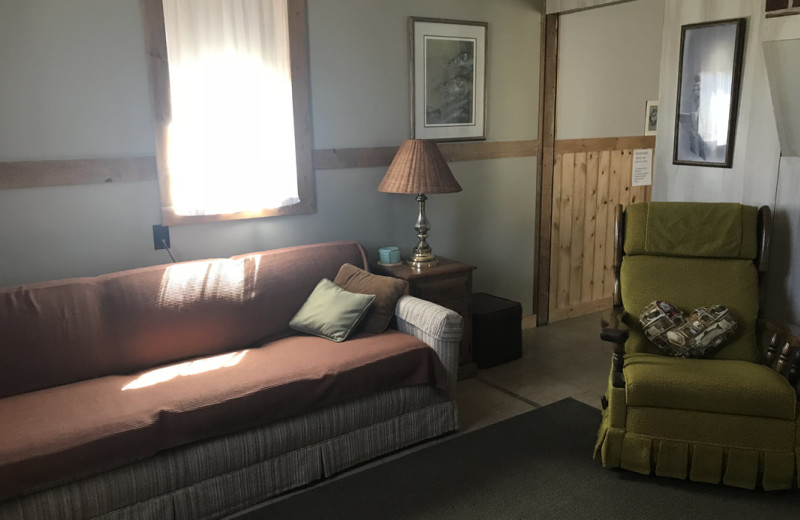 Cabin living room at Lake Leelanau Narrows Resort.