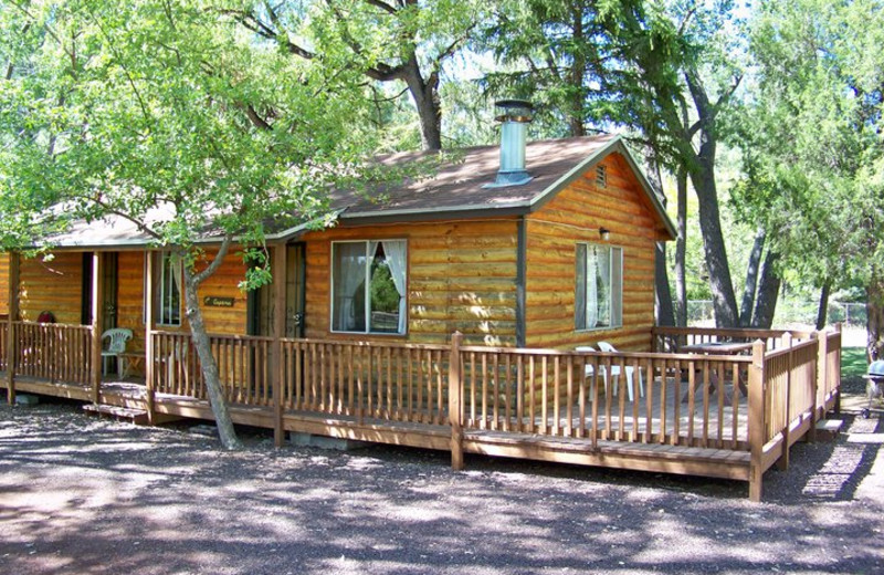 Exterior cabin view at Lazy Oaks Resort.