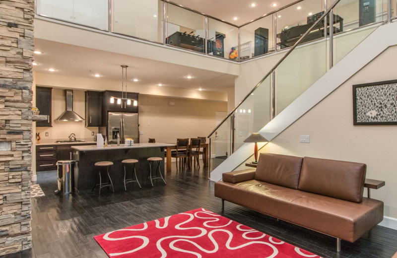 Rental kitchen living room at Family Time Vacation Rentals.
