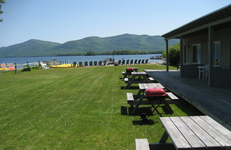 Picnic tables at Golden Sands Resort.