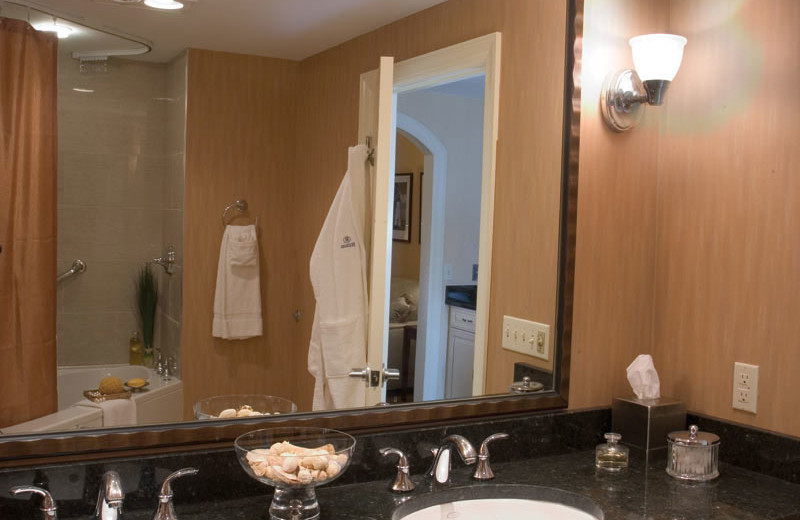 Guest bathroom at Hilton Suites Ocean City Oceanfront.