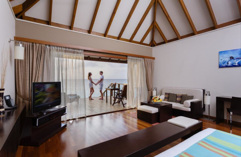 Guest room at Veligandu Island Resort.