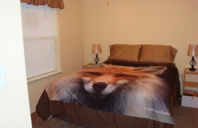 Cabin bedroom at Yellowstone Wildlife Cabins.