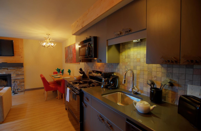 Guest kitchen at Banff Rocky Mountain Resort.