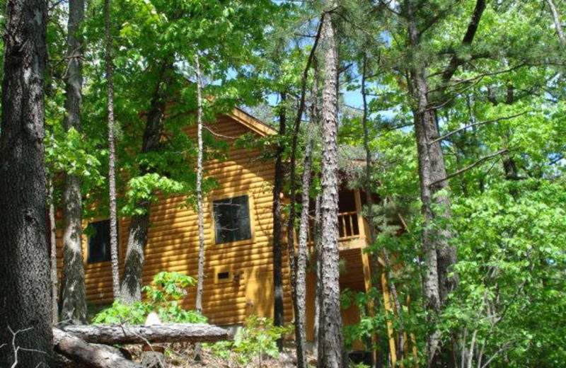 Cabin exterior at Pine Ridge Log Cabins.