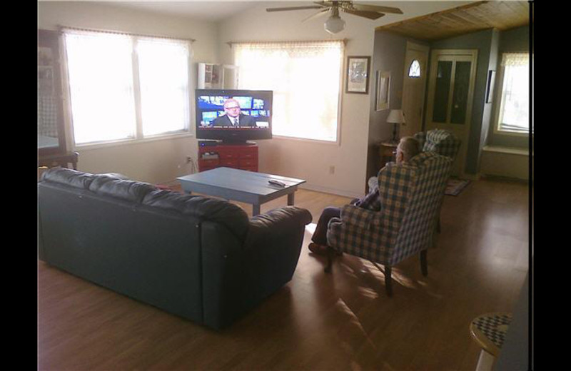 Rental living room at Carico's Lake House on LBJ.