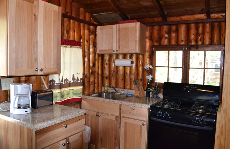Cabin kitchen at Sand Lake Resort.