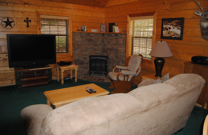 Cabin living room at Cabin Fever Resort.