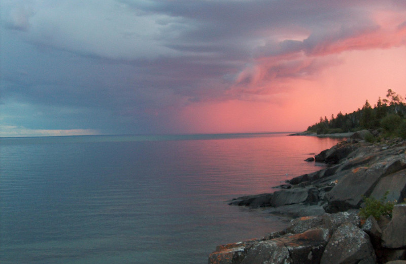 Sunrise at Dodge's Log Lodges.