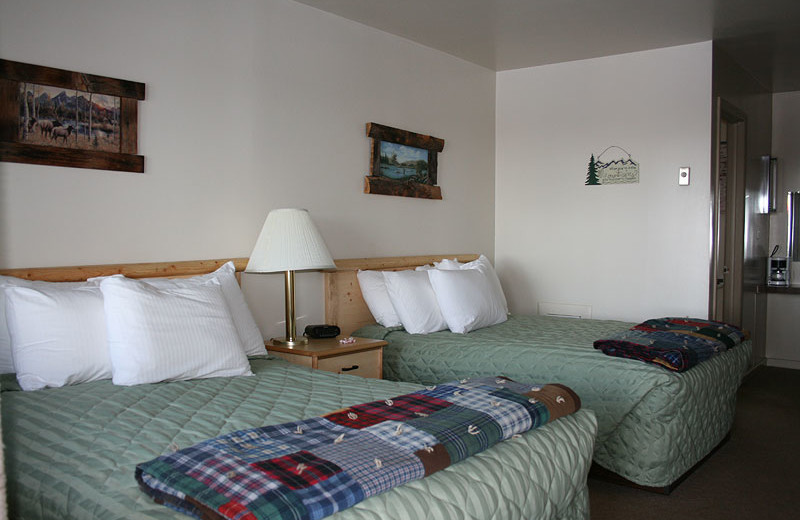 Guest bedroom at Flaming Gorge Lodge.