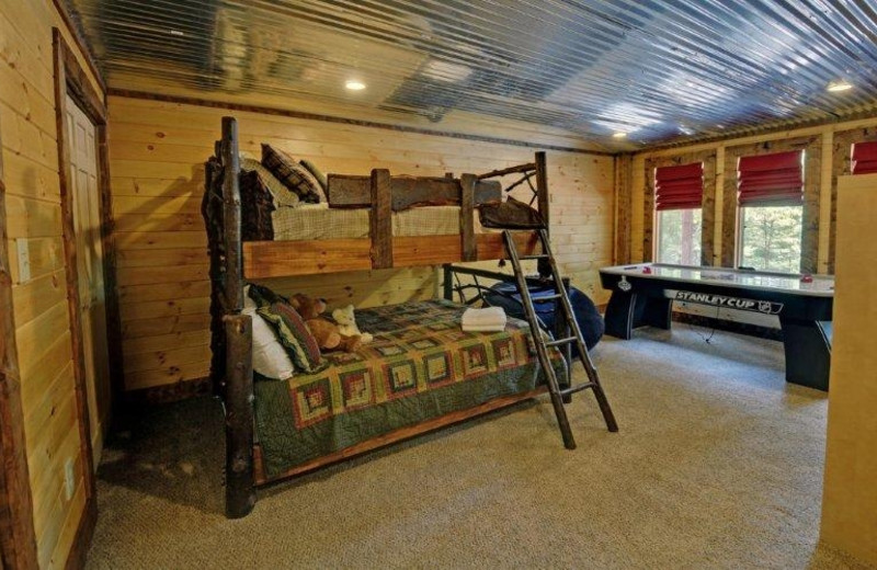 Cabin bedroom at Southern Comfort Cabin Rentals.