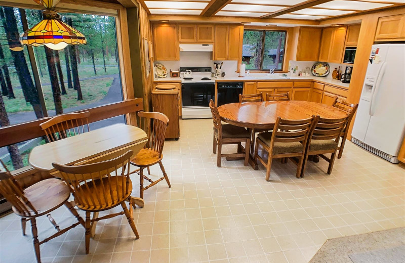 Rental kitchen at Sisters Vacation Rentals.
