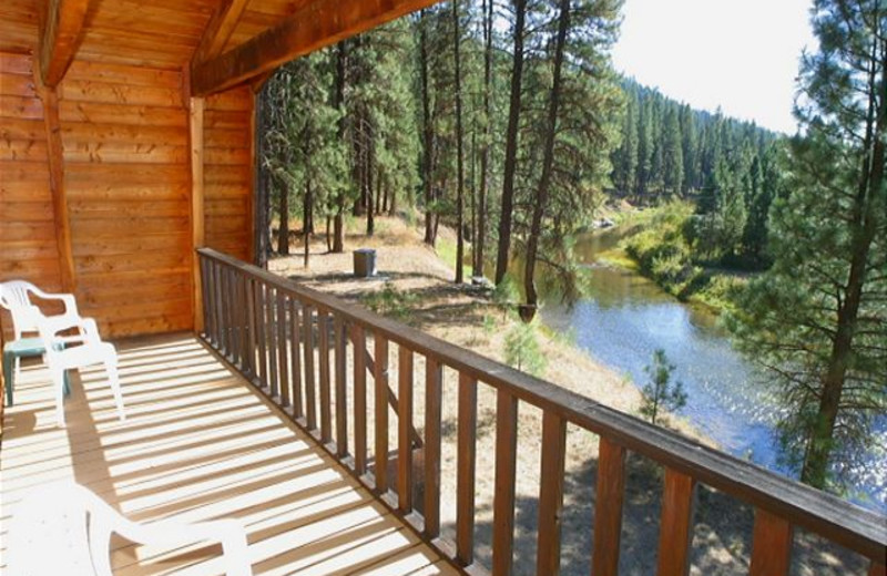 Cabin deck view at Idaho Cabin Keepers.