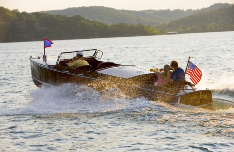 Boating on the lake at Big Cedar Lodge.