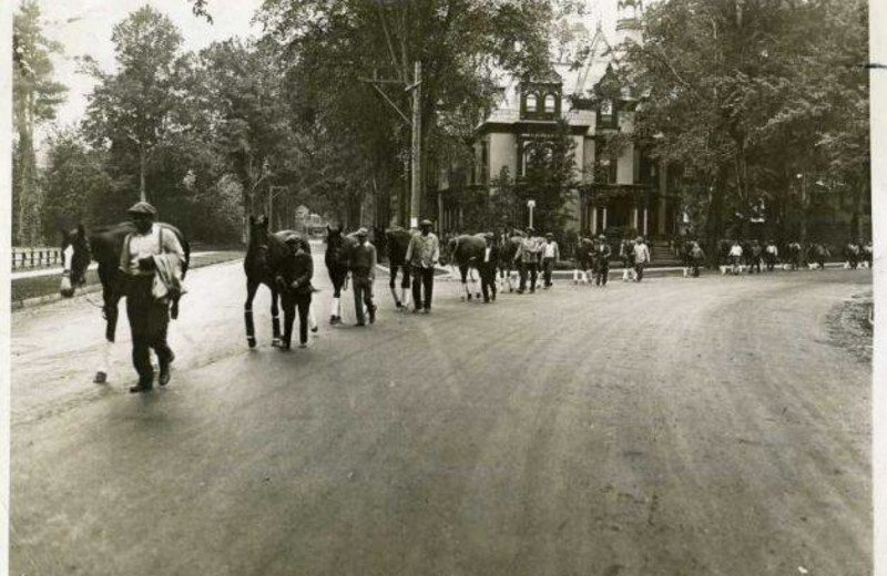 Historic photo of Saratoga Race Course from Batcheller Mansion Inn Bed and Breakfast.