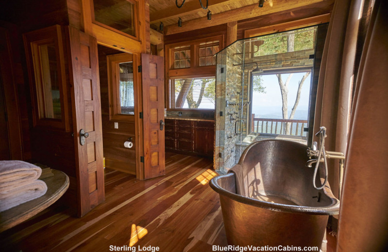 Cabin bathroom at Blue Ridge Vacation Cabins. 