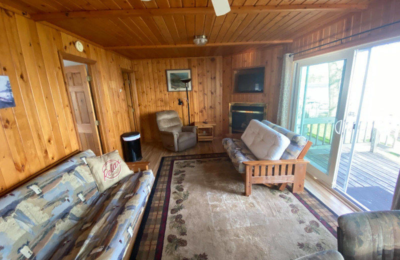 Cabin living room at Hunt's Resort.