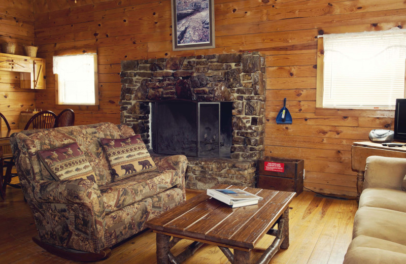 Cabin living room at Buffalo Outdoor Center.