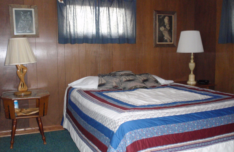 Cabin bedroom at Golden Rule Resort.