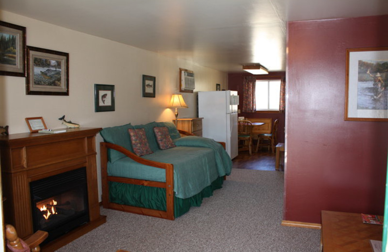 Cabin living room at Rainbow Drive Resort.