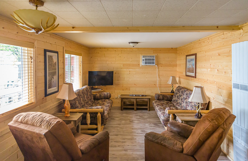 Cabin living room at Ten Mile Lake Resort.