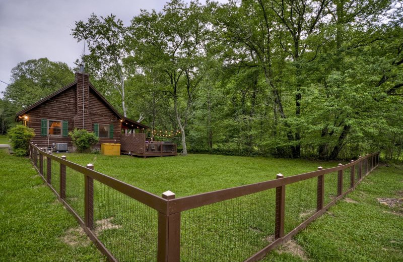 Rental fenced in yard at Blue Sky Cabin Rentals.