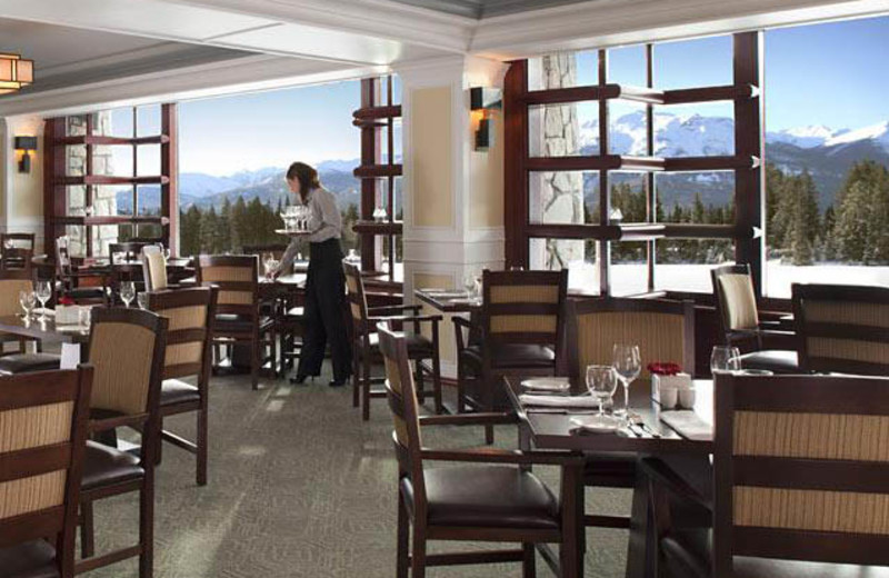 Dining room at The Fairmont Jasper Park Lodge.