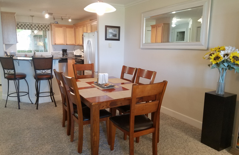 Rental kitchen at Oceanfront Getaways.