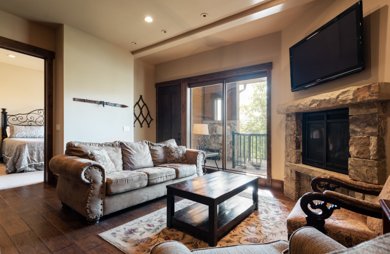 Rental living room at Natural Retreats Park City.