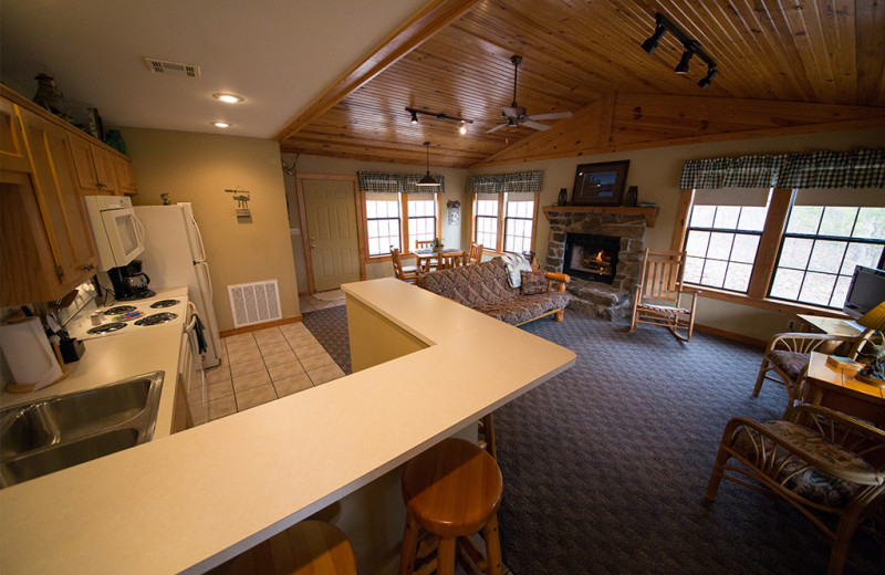 Cabin living room at Long Lake Resort.