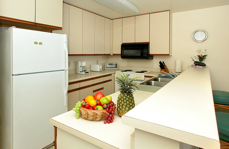 Vacation rental kitchen at Wailua Bay View Condos.