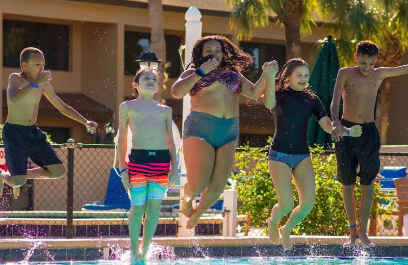 Kids jumping in pool at Lehigh Resort Club.