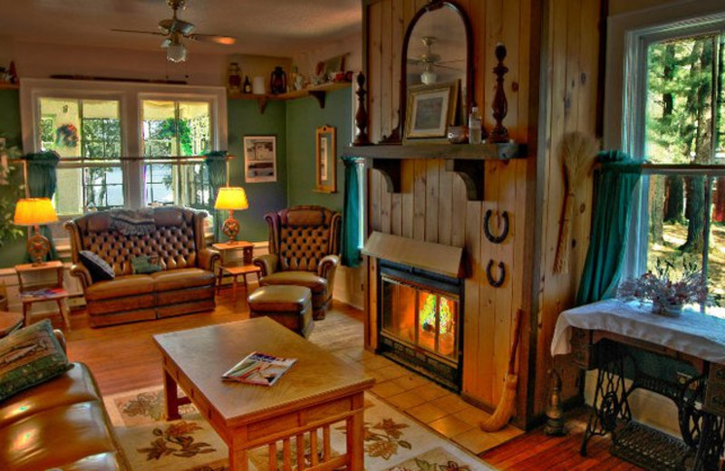 Main lodge fireside den at Shamrock Lodge.