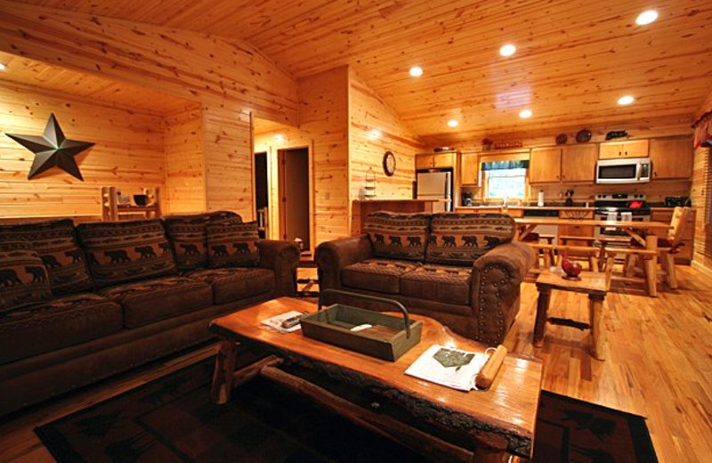 Cabin interior at Sautee Resorts.