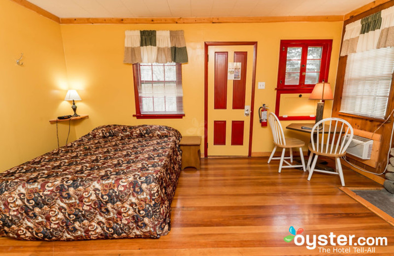 Cabin bedroom at Birchcliff Resort.