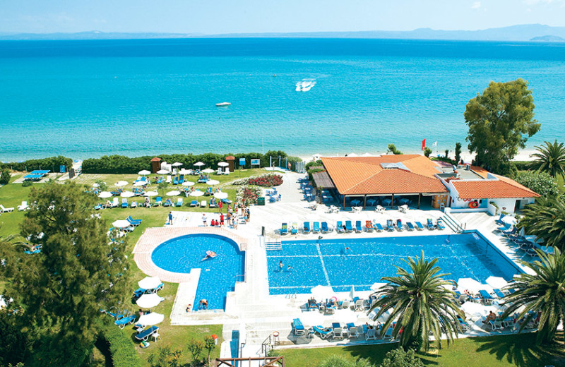 Outdoor pool at Grecotel Pella Beach.