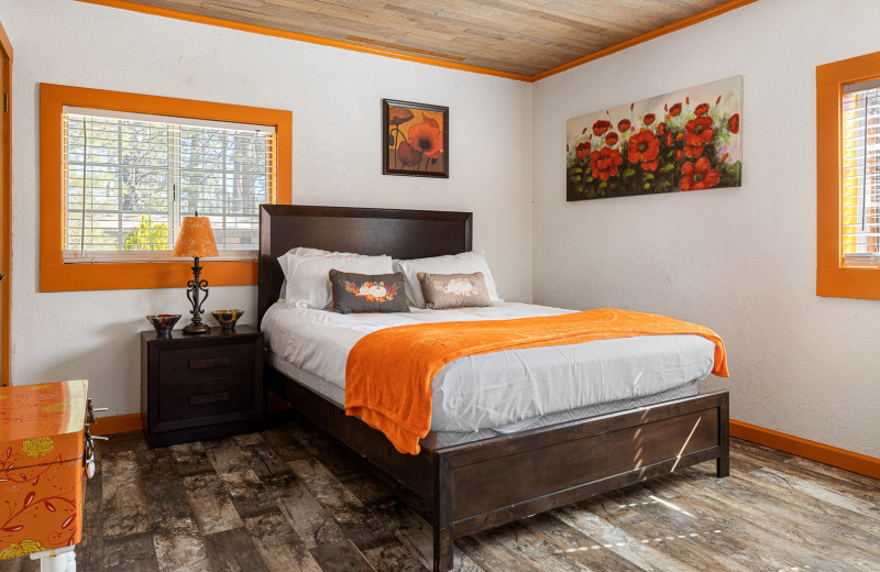 Rental bedroom at Big Bear Getaway Cabin Rental Company.