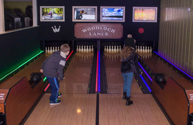 Bowling alley at Woodloch Resort.